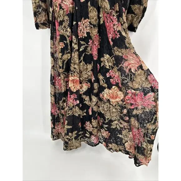 Vintage 90s Starina Dress Womens M Floral Lace Broche Grunge Fairy Maxi Romantic - Picture 6 of 10